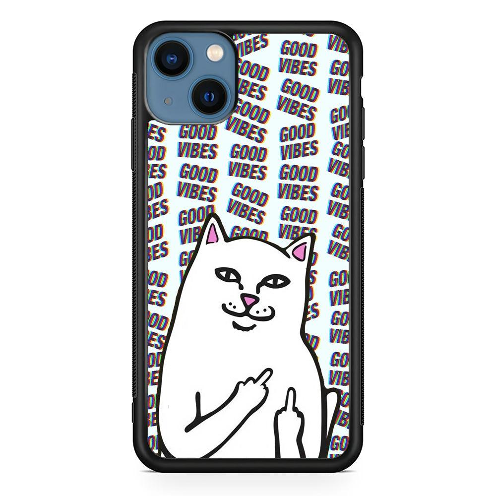 Kitty Good Vibes Campaign iPhone 14 Case-Rubber White (2D Case)-Oxvistore