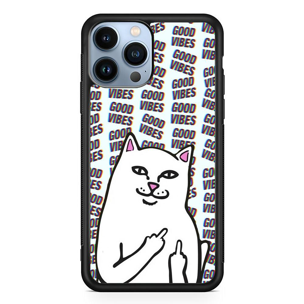 Kitty Good Vibes Campaign iPhone 13 Pro Max Case-Rubber White (2D Case)-Oxvistore
