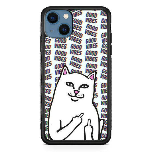 Kitty Good Vibes Campaign iPhone 15 Case-Rubber White (2D Case)-Oxvistore