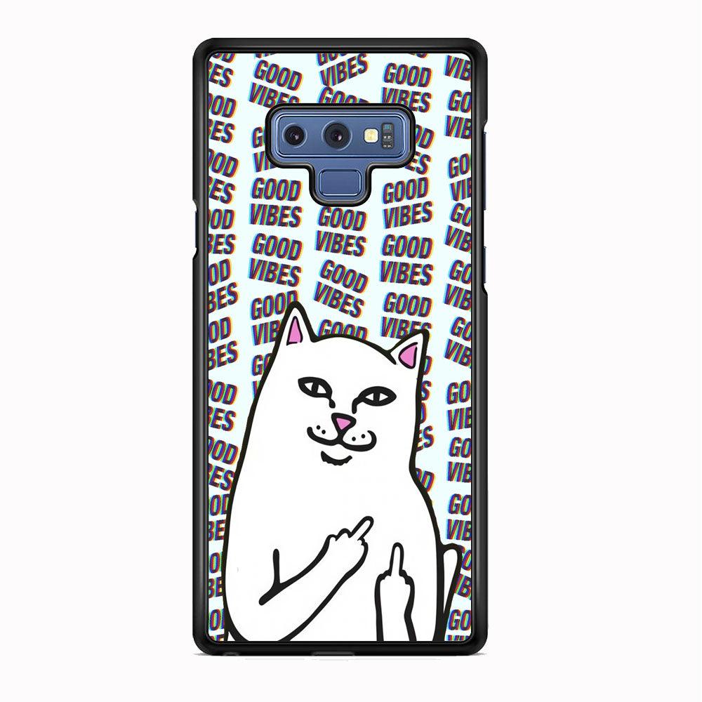 Kitty Good Vibes Campaign Samsung Galaxy Note 9 Case-Rubber Black (2D Case)-Oxvistore