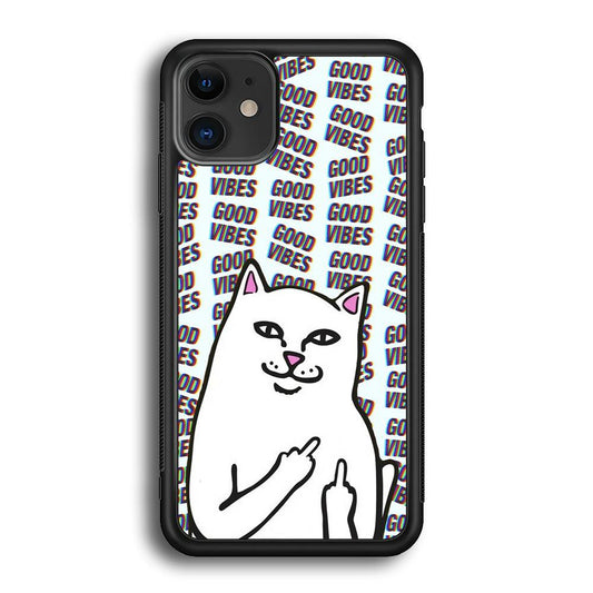 Kitty Good Vibes Campaign iPhone 11 Case-Rubber Black (2D Case)-Oxvistore