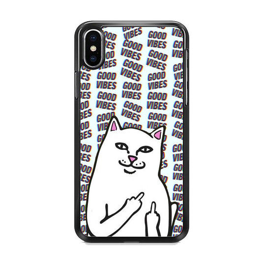 Kitty Good Vibes Campaign iPhone XS Case-Rubber Black (2D Case)-Oxvistore