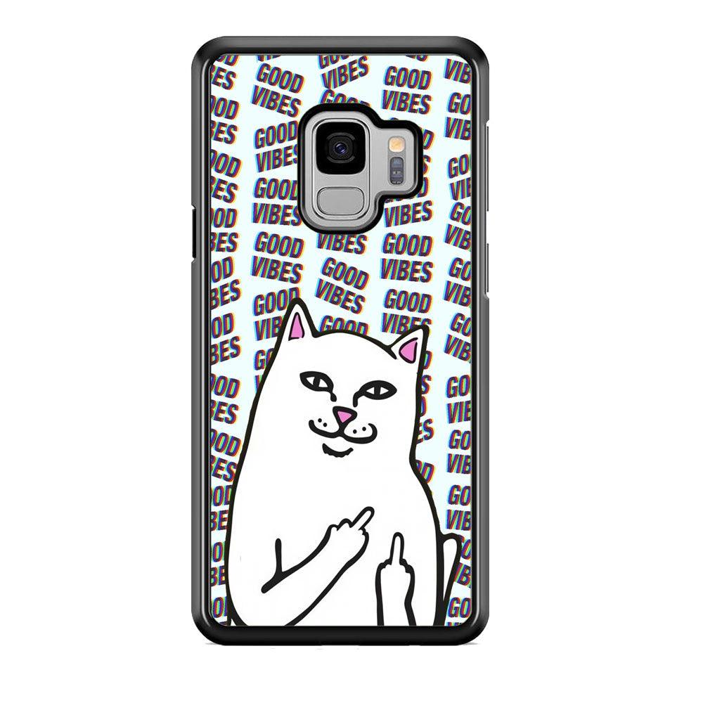 Kitty Good Vibes Campaign Samsung Galaxy S9 Case-Rubber Black (2D Case)-Oxvistore