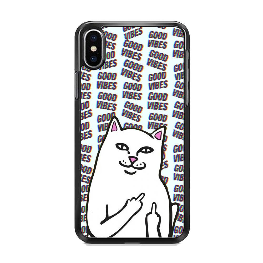 Kitty Good Vibes Campaign iPhone X Case-Rubber White (2D Case)-Oxvistore