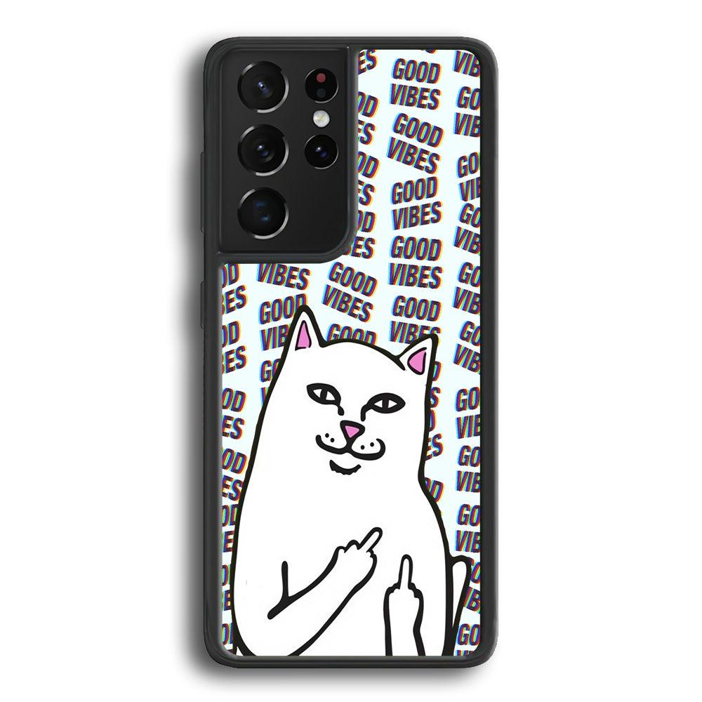 Kitty Good Vibes Campaign Samsung Galaxy S24 Ultra Case-Rubber Black (2D Case)-Oxvistore