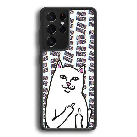 Kitty Good Vibes Campaign Samsung Galaxy S23 Ultra Case-Rubber Black (2D Case)-Oxvistore