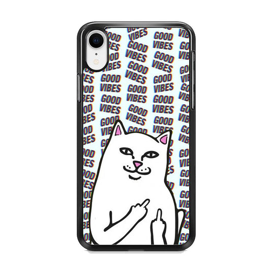Kitty Good Vibes Campaign iPhone XR Case-Rubber Black (2D Case)-Oxvistore