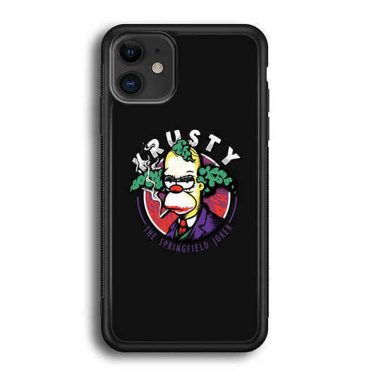 Krusty The Joker Springfield iPhone 11 Case-Rubber Black (2D Case)-Oxvistore