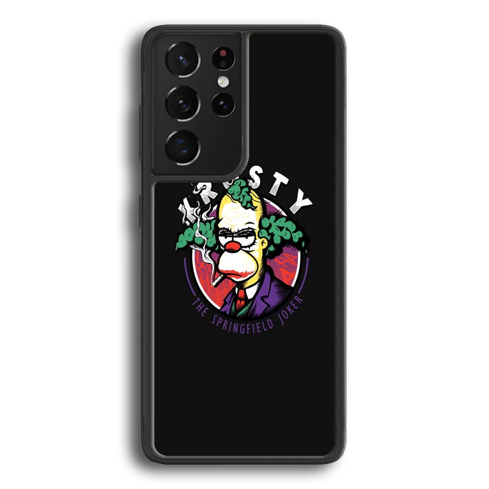 Krusty The Joker Springfield Samsung Galaxy S21 Ultra Case-Rubber Black (2D Case)-Oxvistore