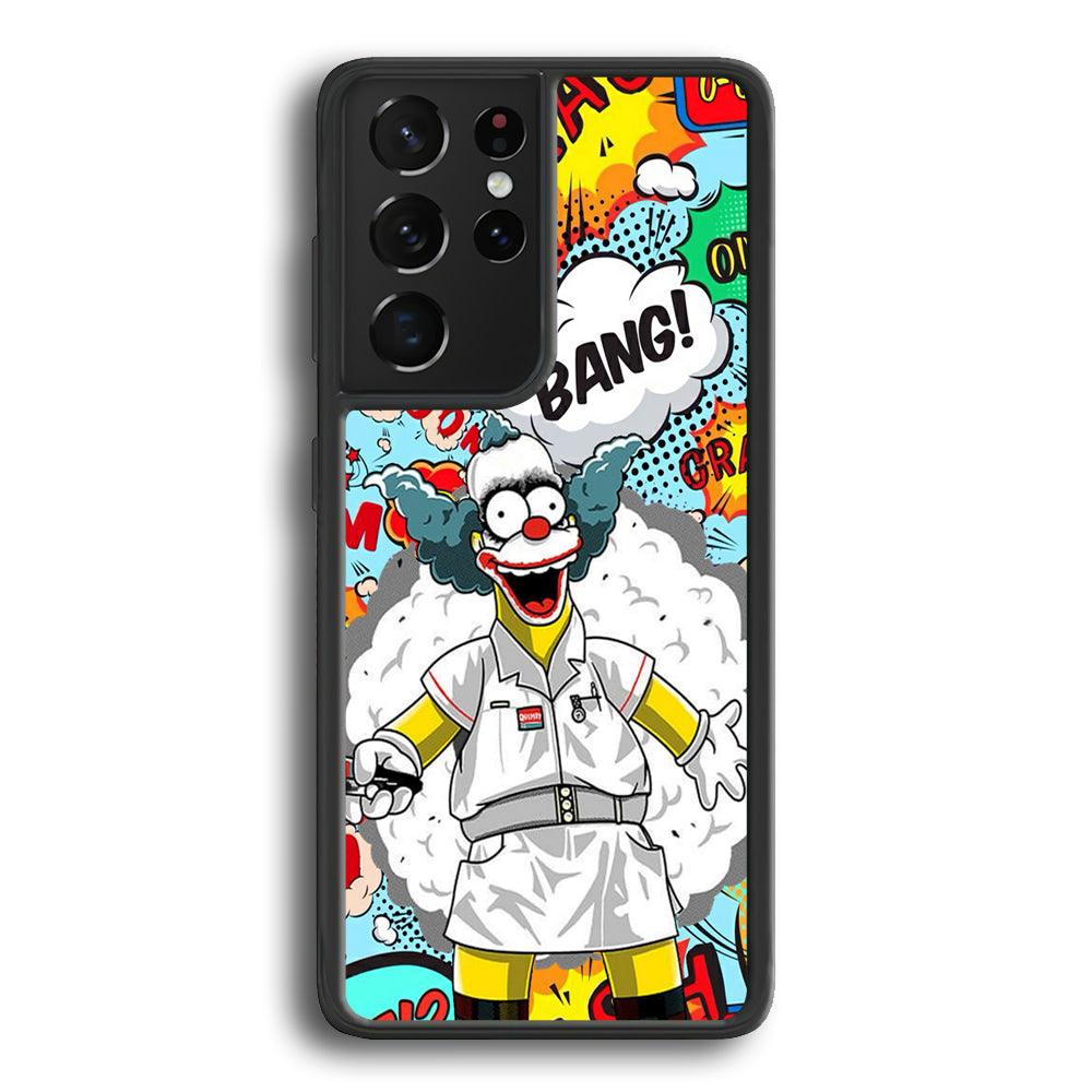Krusty Joker Bang Samsung Galaxy S21 Ultra Case-Rubber Black (2D Case)-Oxvistore