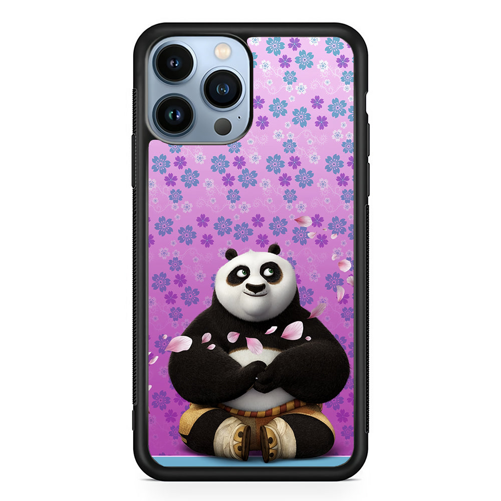 Kung Fu Panda Flower Background 2D Rubber Phone Case