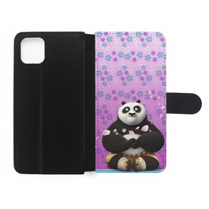 Kung Fu Panda Flower Background Flip Wallet Phone Case