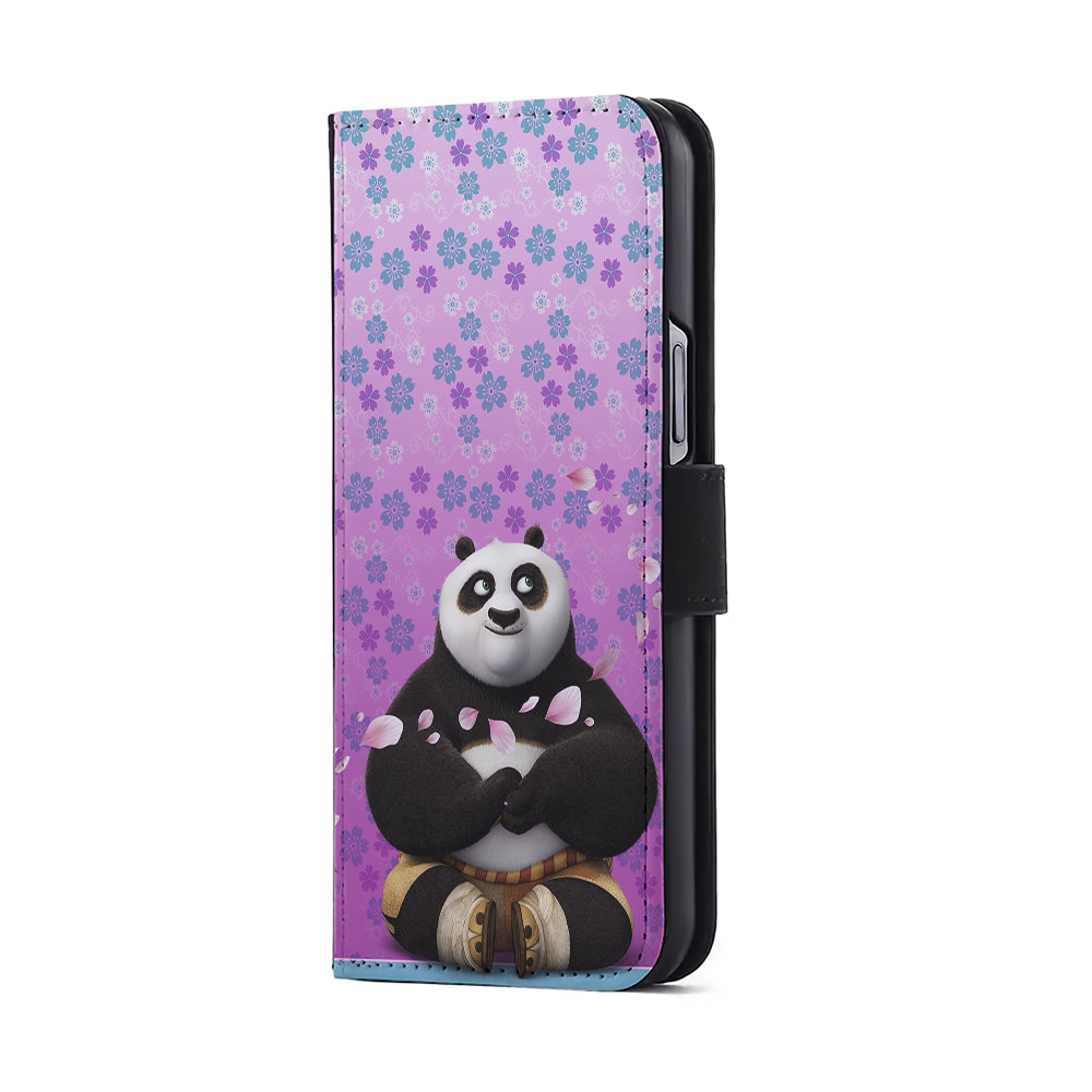 Kung Fu Panda Flower Background Flip Wallet Phone Case