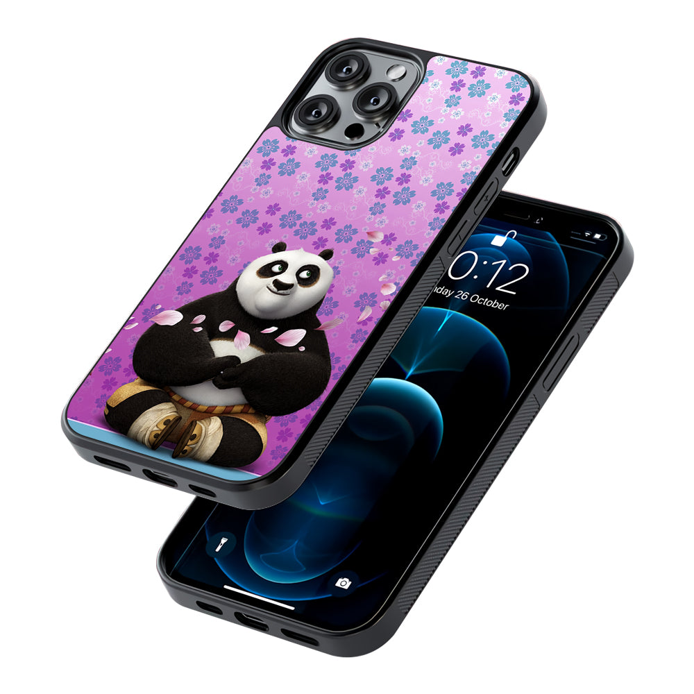 Kung Fu Panda Flower Background 2D Rubber Phone Case