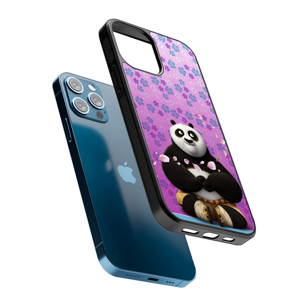 Kung Fu Panda Flower Background 2D Rubber Phone Case