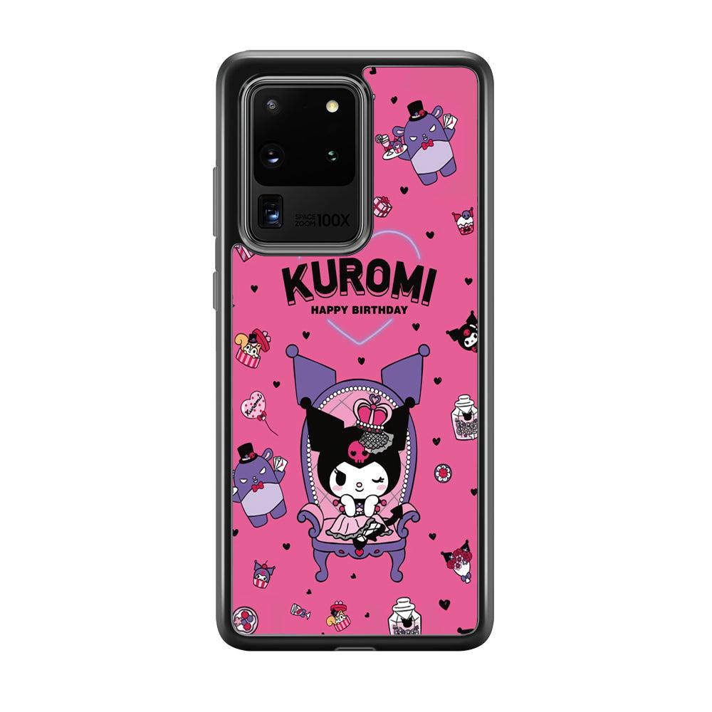 Kuromi Birthday Theme Samsung Galaxy S20 Ultra Case-Rubber Black (2D Case)-Oxvistore