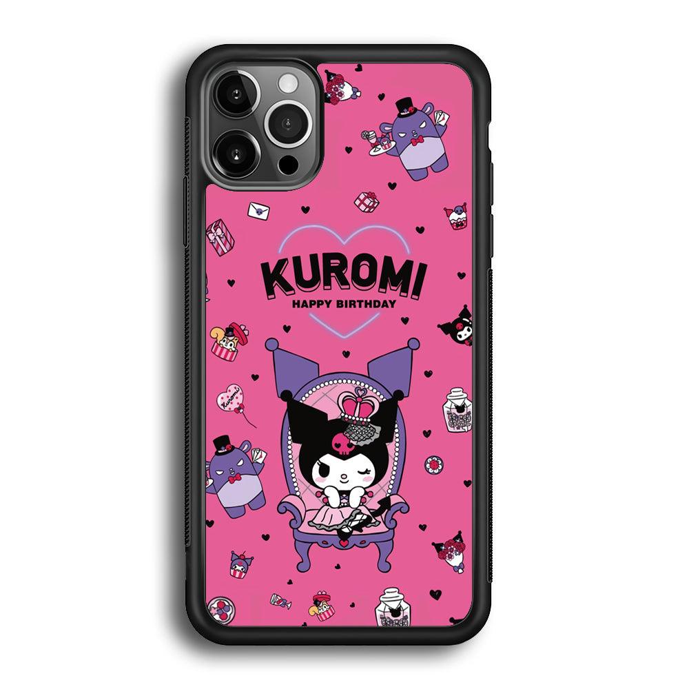 Kuromi Birthday Theme iPhone 12 Pro Max Case-Rubber Black (2D Case)-Oxvistore