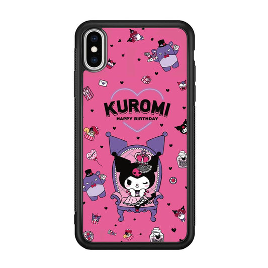 Kuromi Birthday Theme iPhone XS Case-Rubber Black (2D Case)-Oxvistore