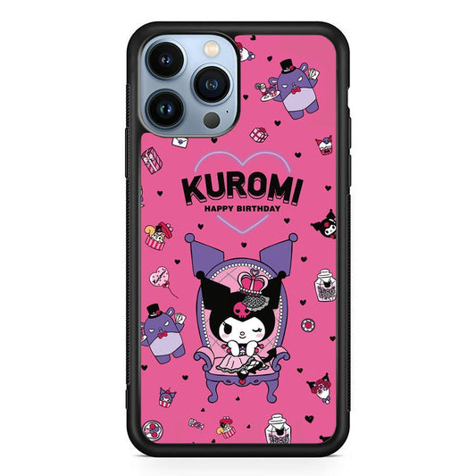 Kuromi Birthday Theme iPhone 14 Pro Case-Rubber Black (2D Case)-Oxvistore