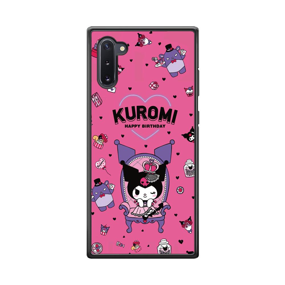 Kuromi Birthday Theme Samsung Galaxy Note 10 Case-Rubber Black (2D Case)-Oxvistore