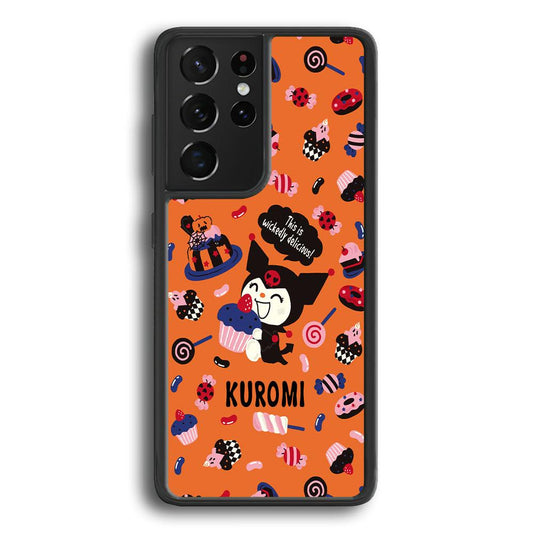 Kuromi Delicious Cake Samsung Galaxy S22 Ultra Case-Rubber Black (2D Case)-Oxvistore