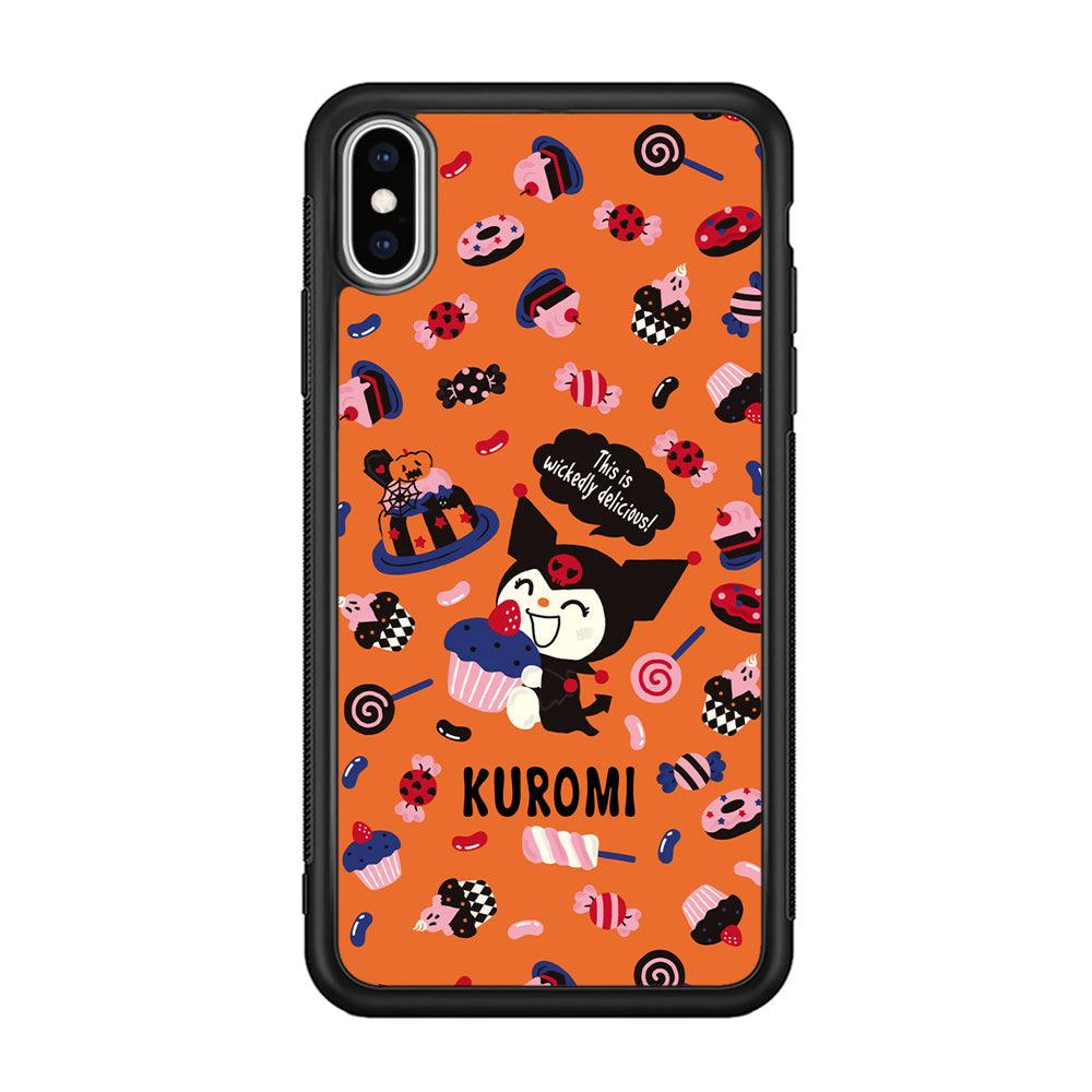 Kuromi Delicious Cake iPhone XS Case-Rubber Black (2D Case)-Oxvistore