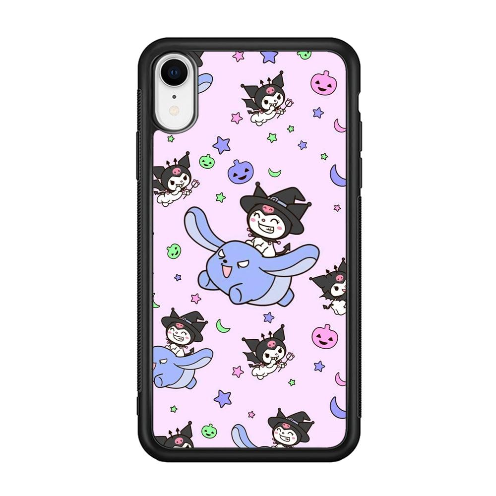 Kuromi Flying Partner iPhone XR Case-Rubber Black (2D Case)-Oxvistore