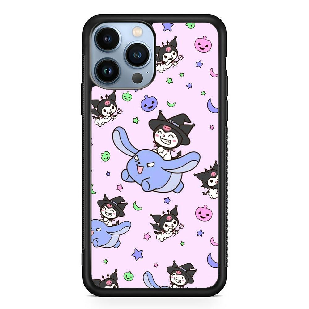 Kuromi Flying Partner iPhone 13 Pro Case-Rubber Black (2D Case)-Oxvistore