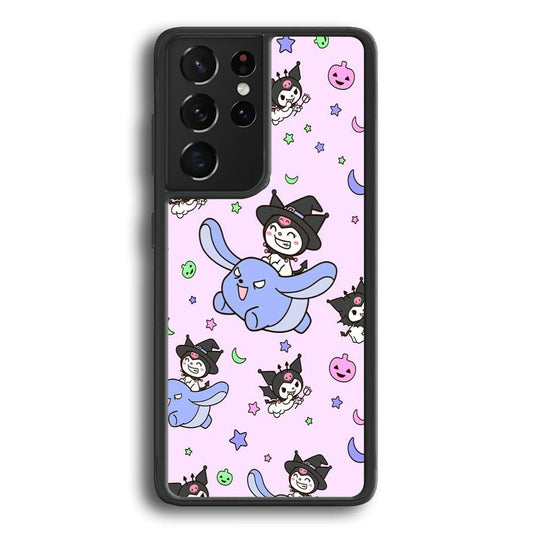 Kuromi Flying Partner Samsung Galaxy S22 Ultra Case-Rubber Black (2D Case)-Oxvistore