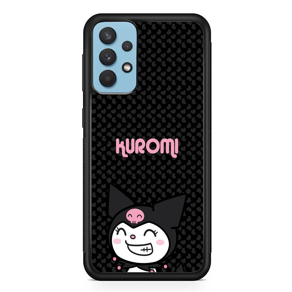 Kuromi Make The World Smile Samsung Galaxy A32 Case-Rubber Black (2D Case)-Oxvistore