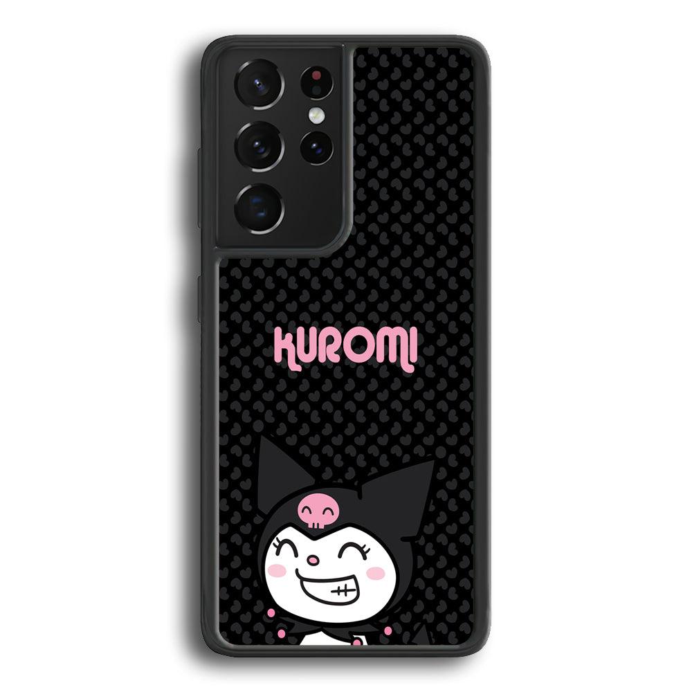 Kuromi Make The World Smile Samsung Galaxy S22 Ultra Case-Rubber Black (2D Case)-Oxvistore