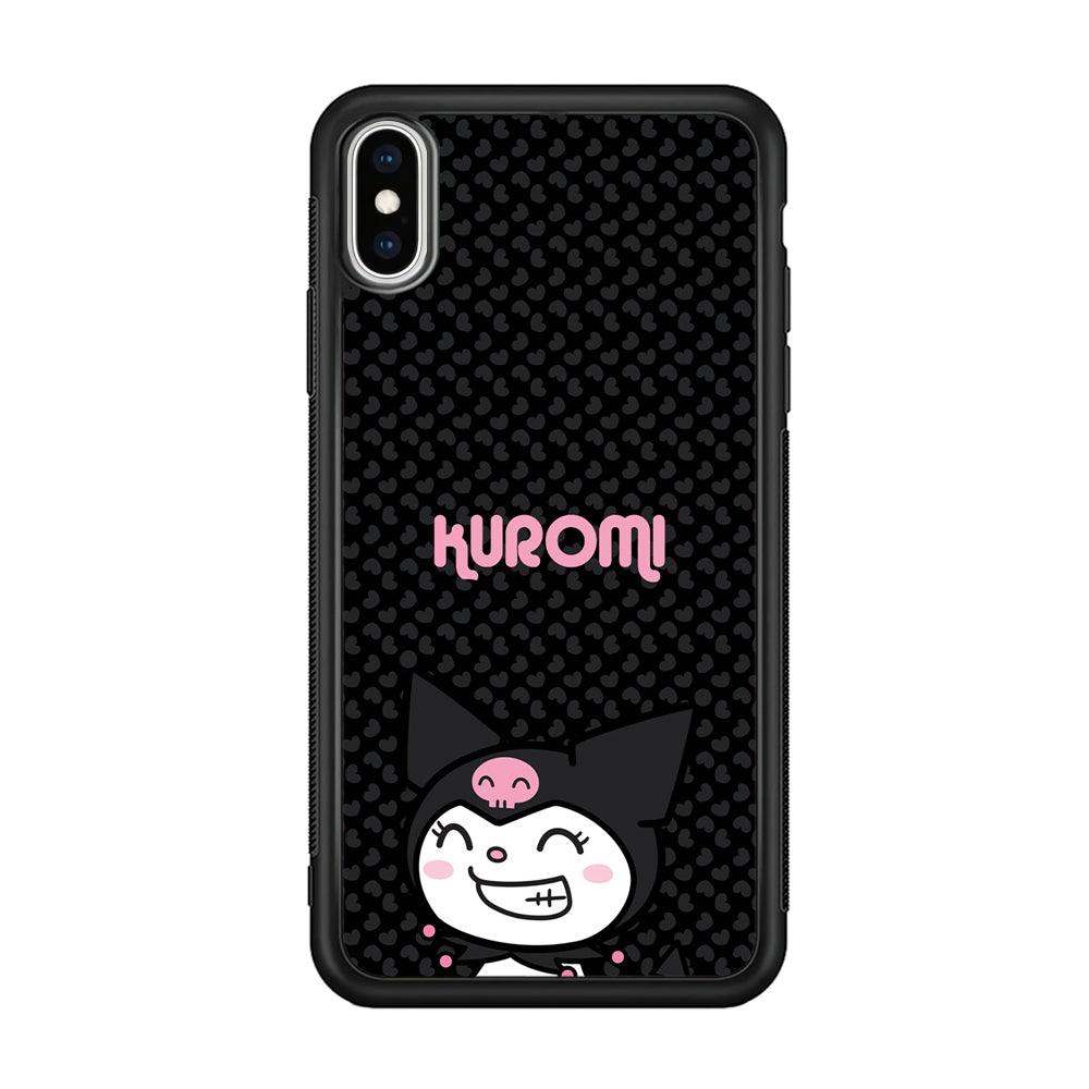 Kuromi Make The World Smile iPhone Xs Max Case-Rubber Black (2D Case)-Oxvistore