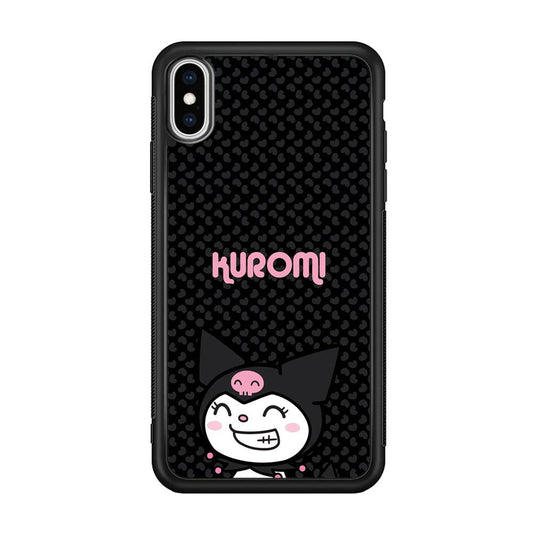 Kuromi Make The World Smile iPhone XS Case-Rubber Black (2D Case)-Oxvistore