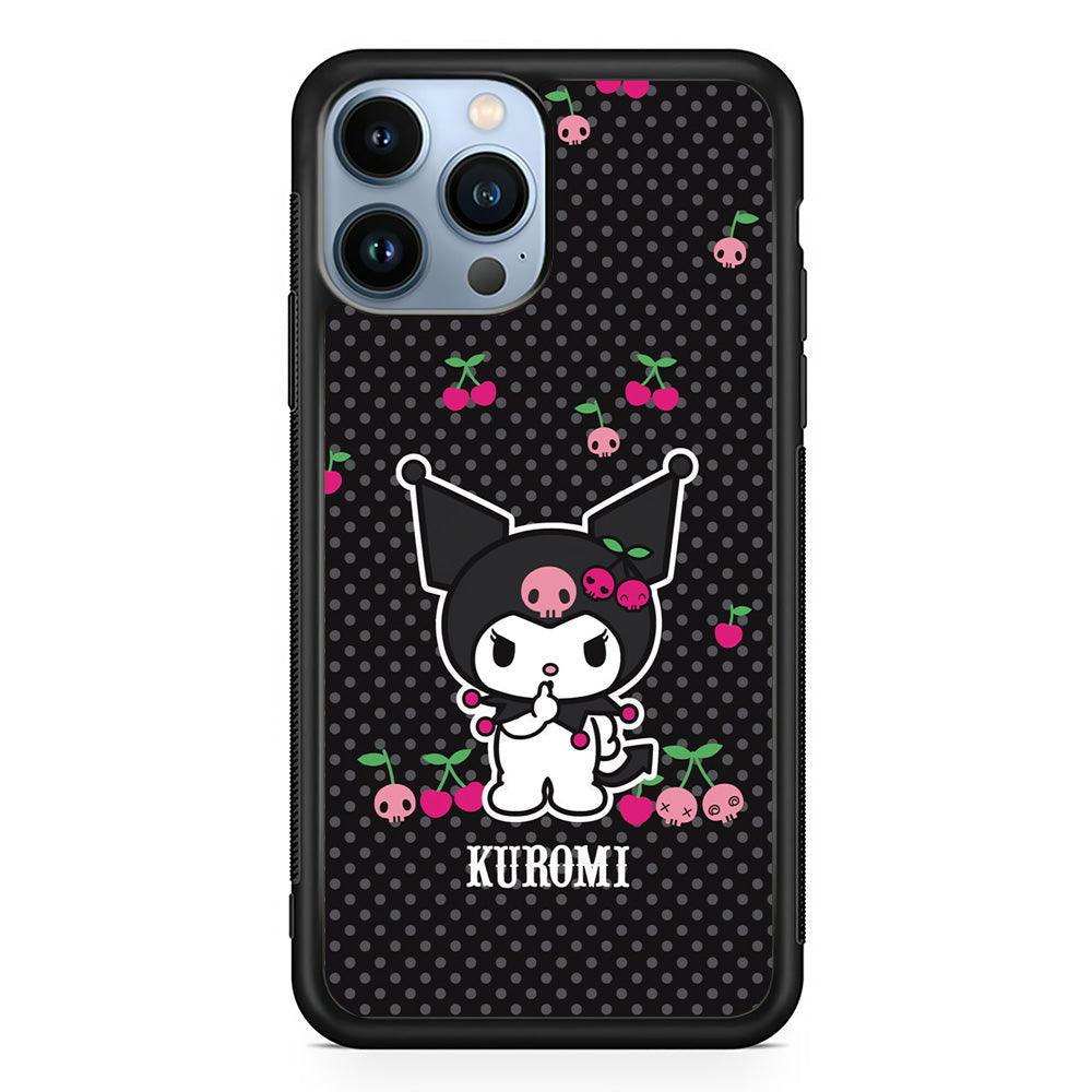 Kuromi Please Keep Silent iPhone 15 Pro Max Case-Rubber Black (2D Case)-Oxvistore