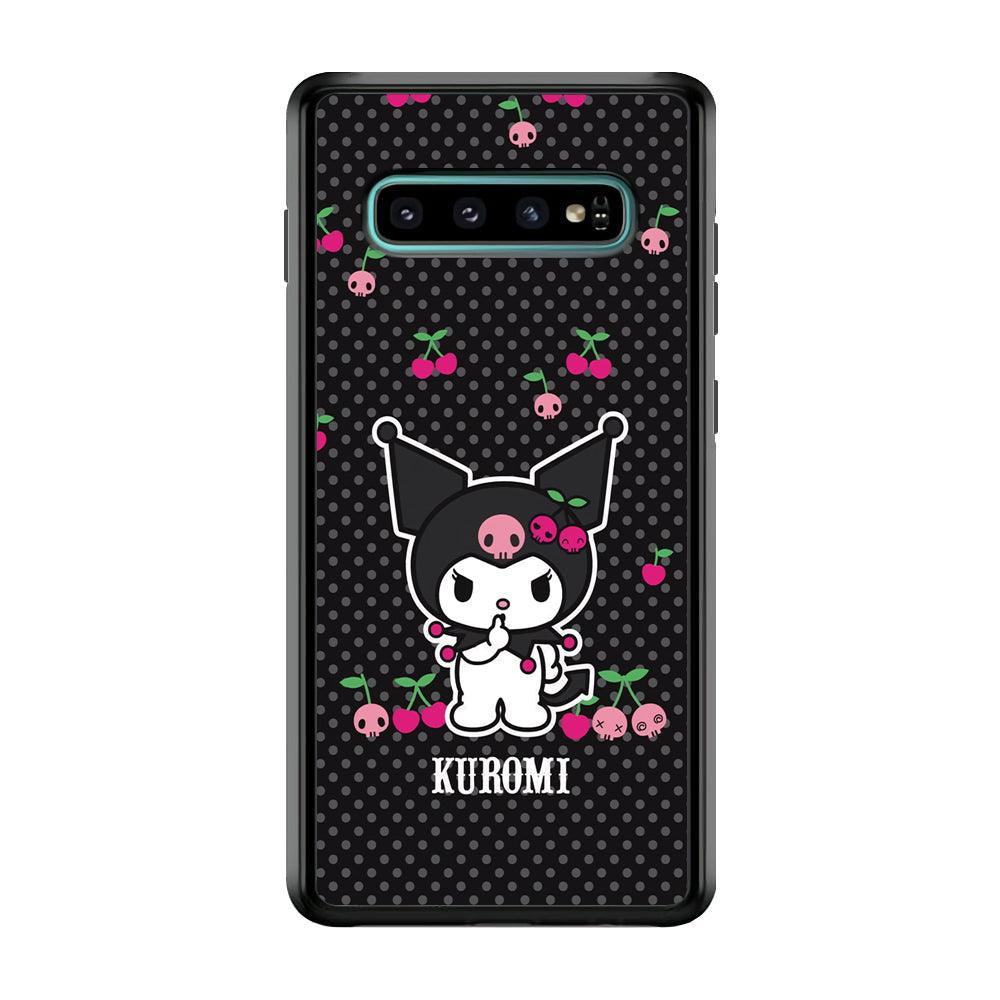 Kuromi Please Keep Silent Samsung Galaxy S10 Case-Rubber Black (2D Case)-Oxvistore