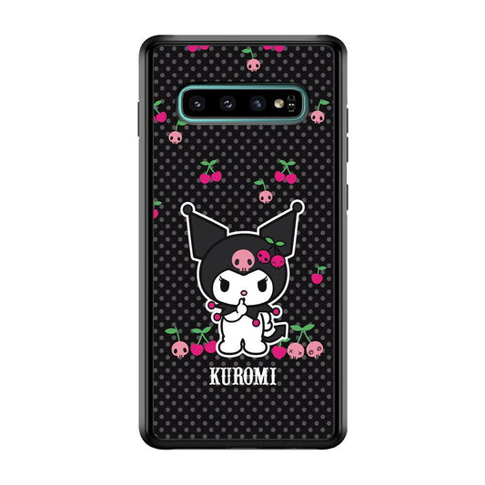 Kuromi Please Keep Silent Samsung Galaxy S10 Case-Rubber Black (2D Case)-Oxvistore