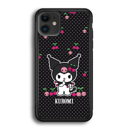 Kuromi Please Keep Silent iPhone 11 Case-Rubber Black (2D Case)-Oxvistore