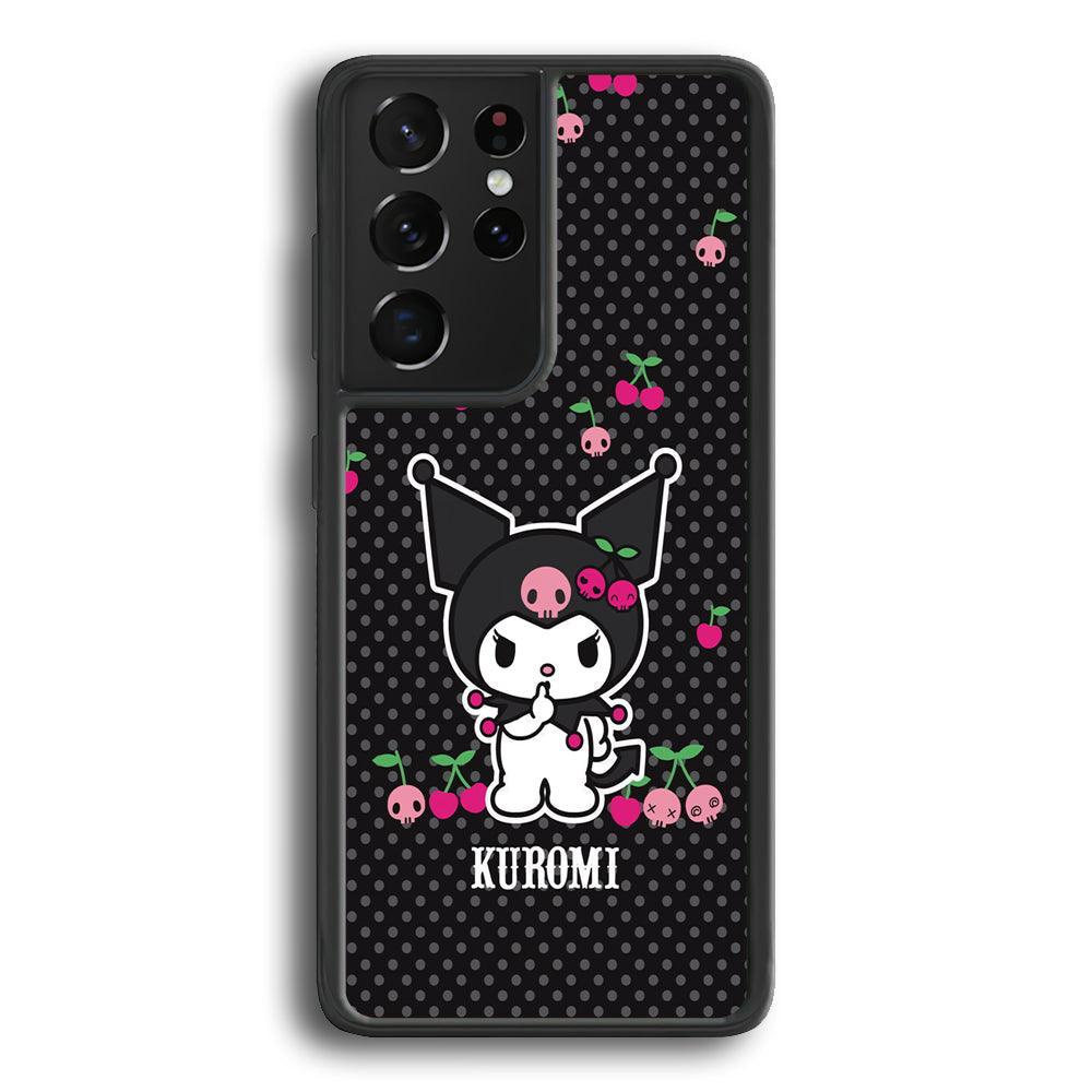 Kuromi Please Keep Silent Samsung Galaxy S24 Ultra Case-Rubber Black (2D Case)-Oxvistore
