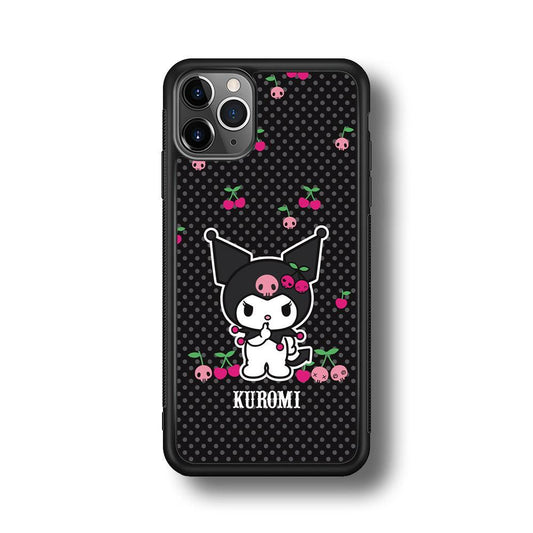 Kuromi Please Keep Silent iPhone 11 Pro Case-Rubber Black (2D Case)-Oxvistore