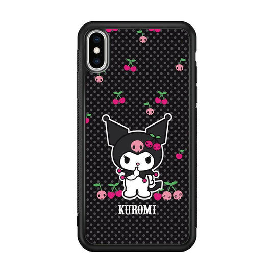 Kuromi Please Keep Silent iPhone XS Case-Rubber Black (2D Case)-Oxvistore