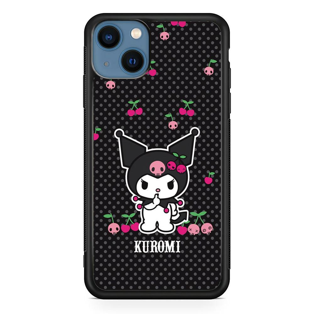 Kuromi Please Keep Silent iPhone 15 Case-Rubber Black (2D Case)-Oxvistore