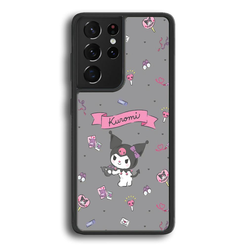 Kuromi Stage and Party Samsung Galaxy S22 Ultra Case-Rubber Black (2D Case)-Oxvistore