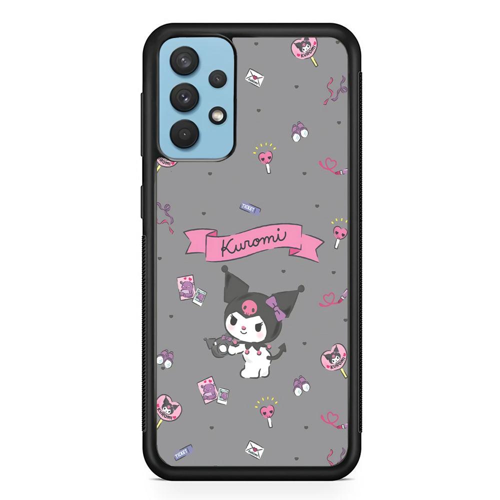 Kuromi Stage and Party Samsung Galaxy A32 Case-Rubber Black (2D Case)-Oxvistore
