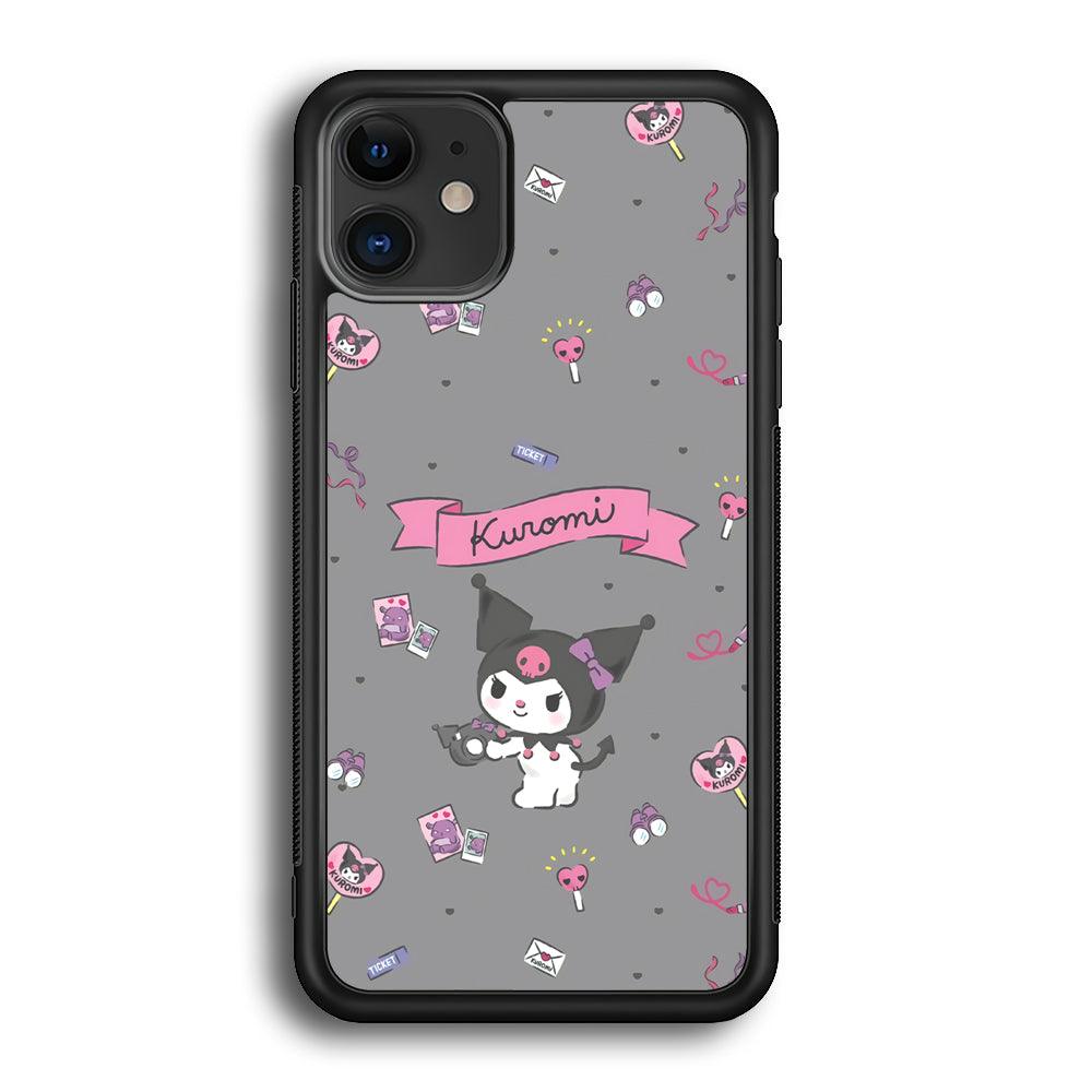 Kuromi Stage and Party iPhone 12 Case-Rubber Black (2D Case)-Oxvistore