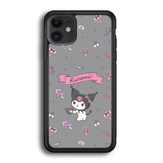 Kuromi Stage and Party iPhone 12 Case-Rubber Black (2D Case)-Oxvistore