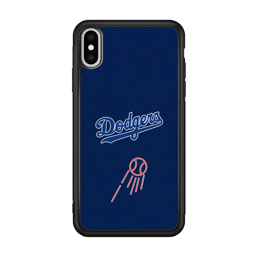LA Dodgers Black Spot Patern iPhone Xs Max Case-Rubber Black (2D Case)-Oxvistore