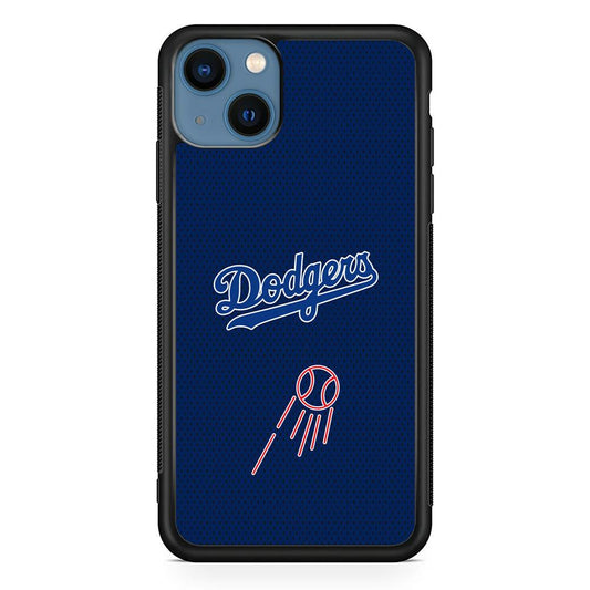 LA Dodgers Black Spot Patern iPhone 15 Case-Rubber Black (2D Case)-Oxvistore