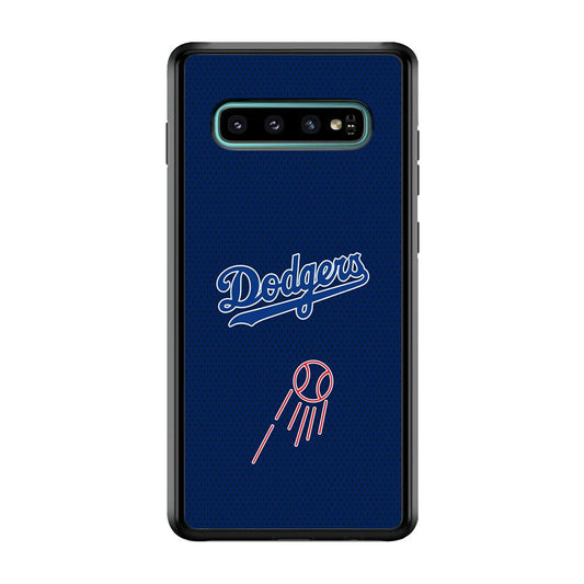 LA Dodgers Black Spot Patern Samsung Galaxy S10 Case-Rubber Black (2D Case)-Oxvistore