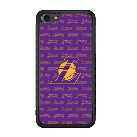 LA Lakers Neat Pattern iPod Touch 6 Case-Rubber Black (2D Case)-Oxvistore