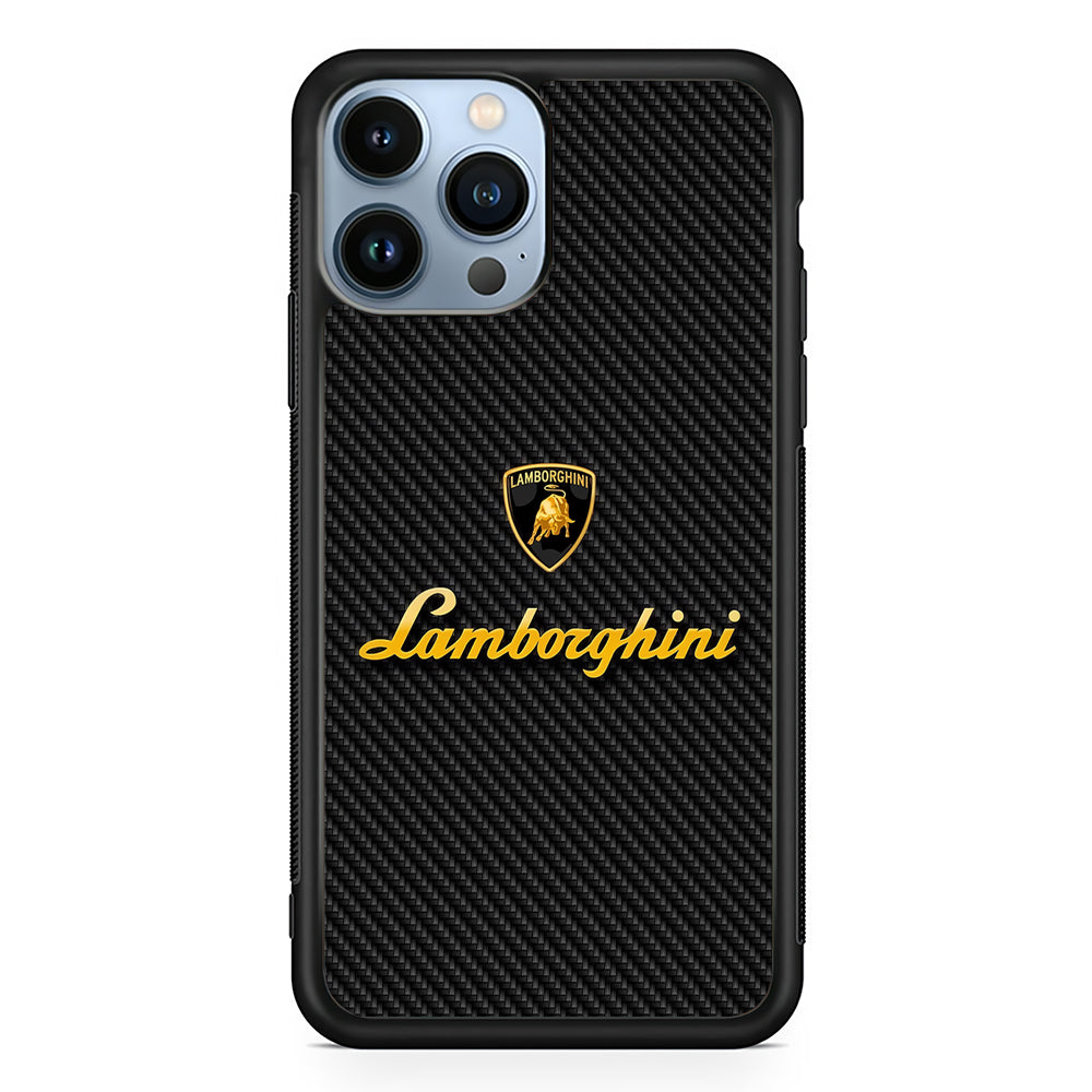 Lamborghini Black Carbon Logo 2D Rubber Phone Case-Black-Oxvistore